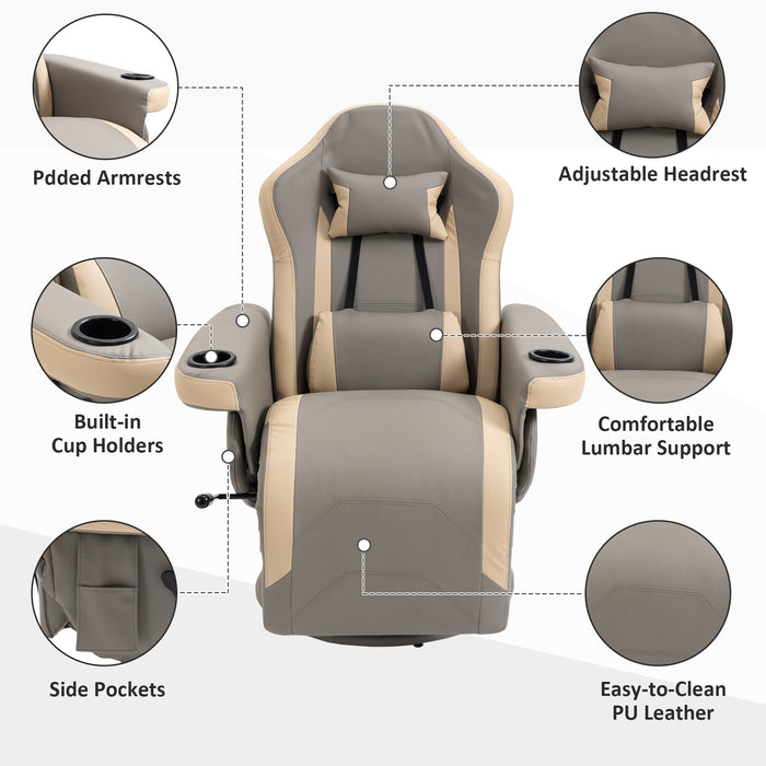 Manual Recliner - PU Leather Lounge Armchair with 360° Swivel and 135° Reclining Function - Adjustable Leg Rest for Optimal Comfort