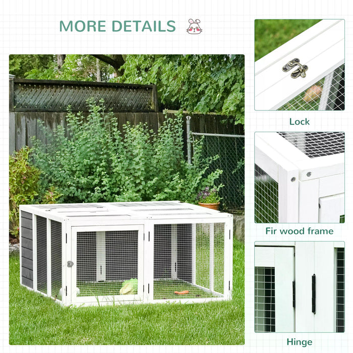 Small Animal Habitat - Indoor/Outdoor Hutch for Rabbits, Guinea Pigs, Ferrets, Ducks, and Chinchillas with Openable Roof - Secure and Spacious Hideaway for Pets, Grey Color