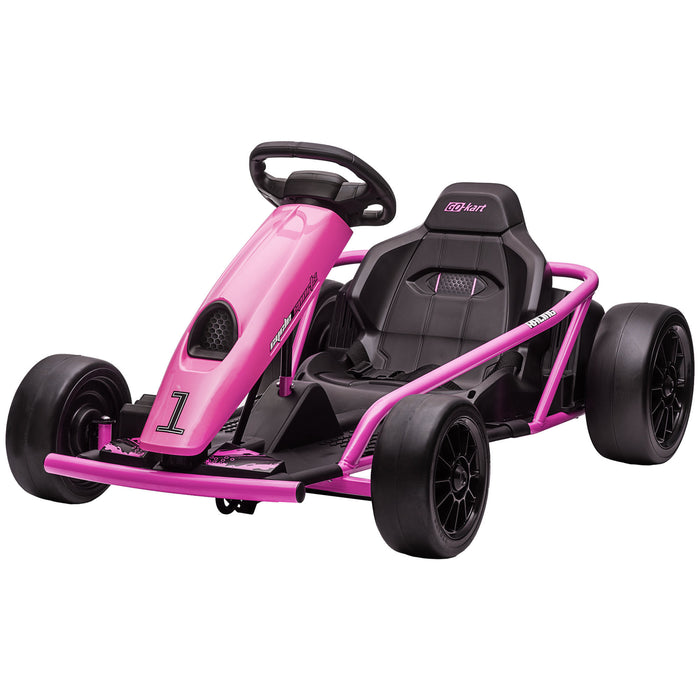 24V Kids' Electric Go Kart - Drift Racing Ride-On with 2 Speed Options, Pink - Ideal for Boys and Girls Aged 8-12 Years