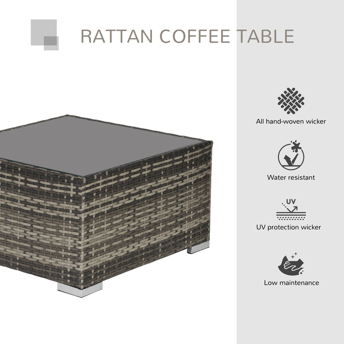 Rattan Outdoor Coffee Table in Deep Grey - Durable Patio Furniture for Garden & Backyard - Pre-Assembled & Weather-Resistant Design