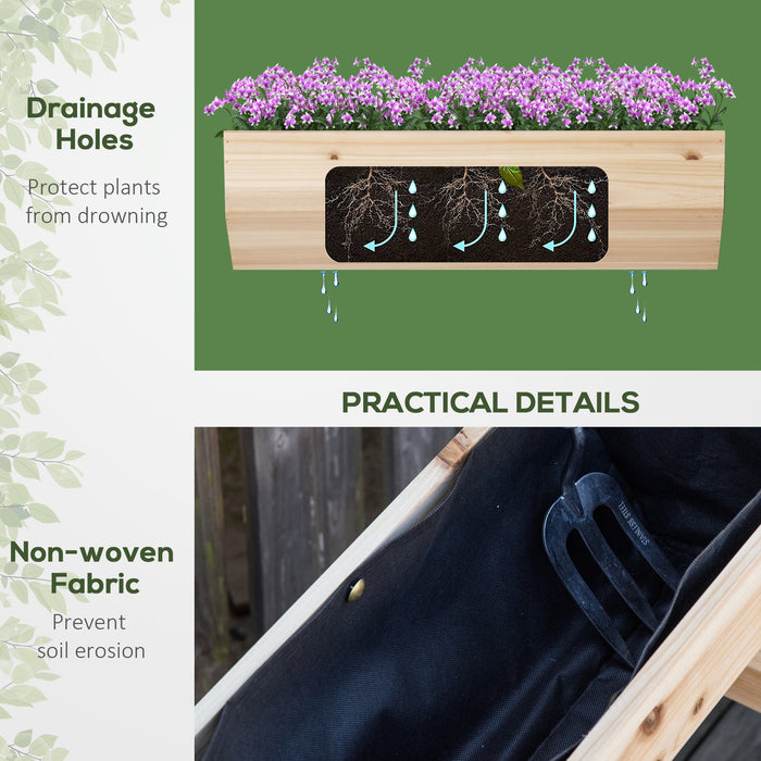Outdoor Elevated Wood Garden Bed - Planter Box with Stand and Nonwoven Fabric Liner for Vegetables, Herbs, Flowers - Natural Gardening Solution for Home and Urban Gardeners
