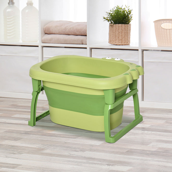 Collapsible Baby Bath Tub with Stool Seat - Non-Slip, Portable, Crocodile Design for 0-6 Years - Ideal for Newborns, Infants, and Toddlers