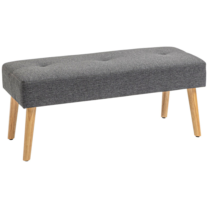 Tufted Upholstered Bench - Multi-Purpose Ottoman with Linen Fabric for Comfortable Seating - Ideal for Entryway, Living Room, or as a Shoe Bench