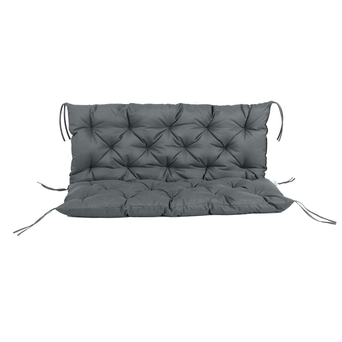 Garden Bench & Swing Chair Seat Pad - 2 Seater Cushion with Ties, 110 x 120 cm in Dark Grey - Comfort for Indoor and Outdoor Lounging