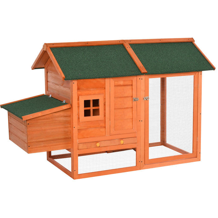 Deluxe 170cm Hen Coop - Small Animal Habitat with Nesting Box and Waterproof Roof - Lockable Door and Removable Tray for Easy Cleaning