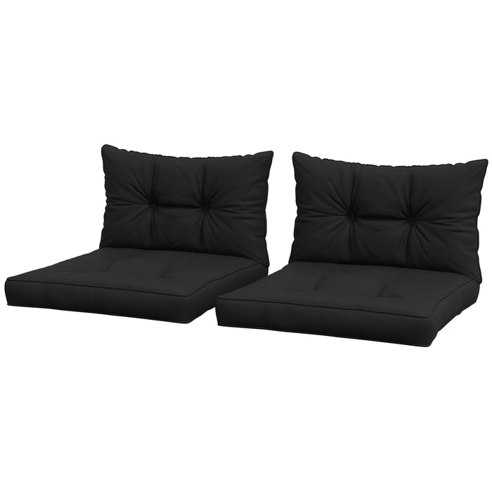 Patio Comfort Series - 4-Piece Black Seat Cushions with Back Pillows for Indoor/Outdoor Chairs - Replacement Set for Home and Garden Comfort