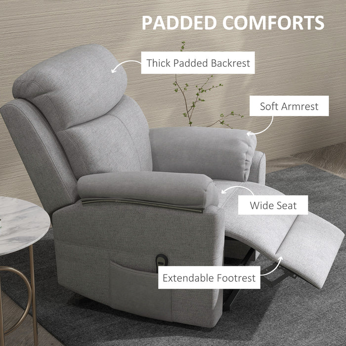 Electric Power Lift Recliner - Elderly-Friendly Linen Fabric Sofa Armchair with Remote & Side Pocket - Comfortable Lounge Seating Solution for Seniors