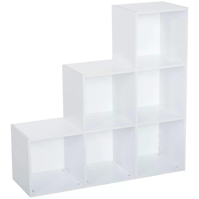 6-Cube Organizer Shelf - 3-Tier Particle Board Bookcase Cabinet for Home Office - Storage and Organization Solution in White