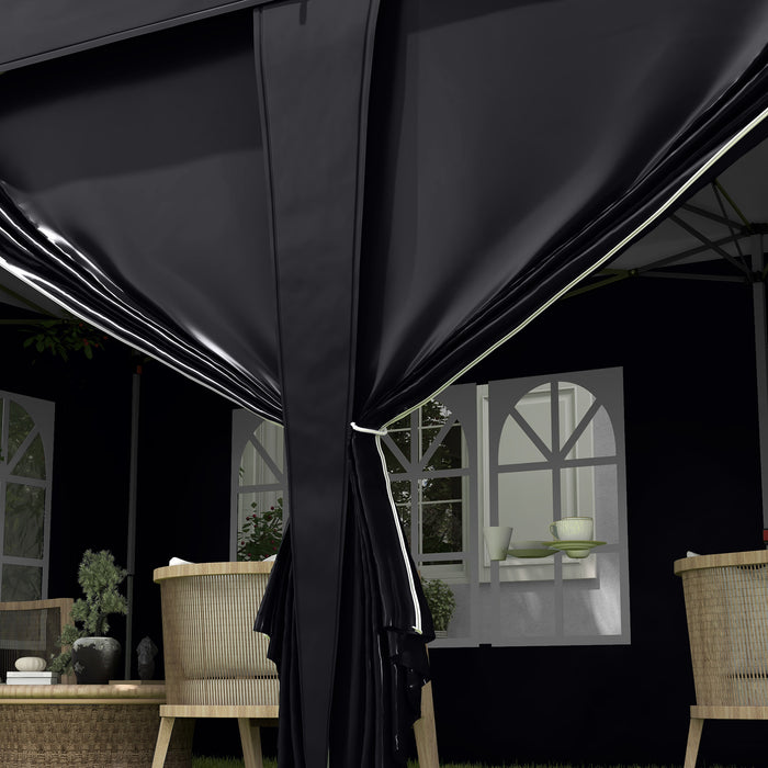 Pop Up Gazebo 3x6m with Side Panels & Windows - Height-Adjustable Outdoor Party Tent, Storage Bag Included - Ideal for Garden, Camping & Events, Grey