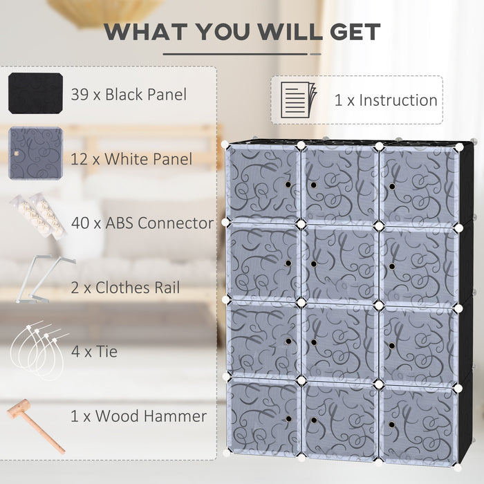 DIY Modular Wardrobe System - Interlocking Plastic Closet Cubes for Clothing Storage - Efficient Organiser for Bedroom Space Management