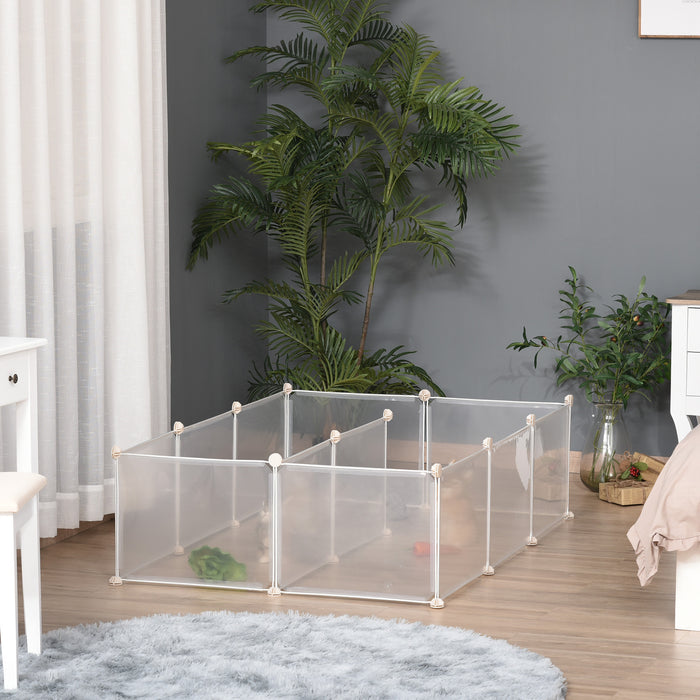 DIY Small Animal Playpen - 12-Panel Portable Plastic Fence for Pets - Ideal Hedgehog, Bunny, Chinchilla & Guinea Pig Enclosure