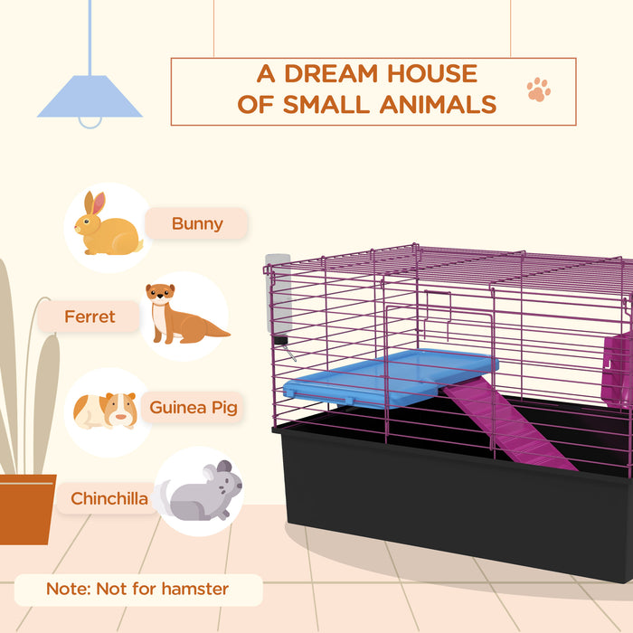 Dwarf Hamster Habitats - Sturdy Metal Cage with Tunnels, Water Bottle, and Food Dish - Ideal for Small Rodents and Pet Entertainment