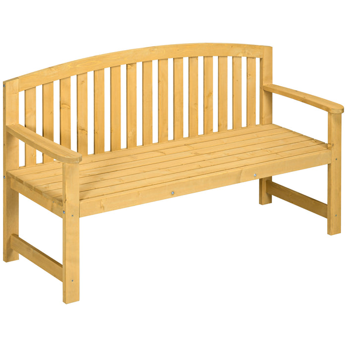 2 Seater Wooden Garden Bench with Armrests - Outdoor Patio Seating for Park and Balcony - Ideal for Relaxing in Your Home's Exterior Spaces