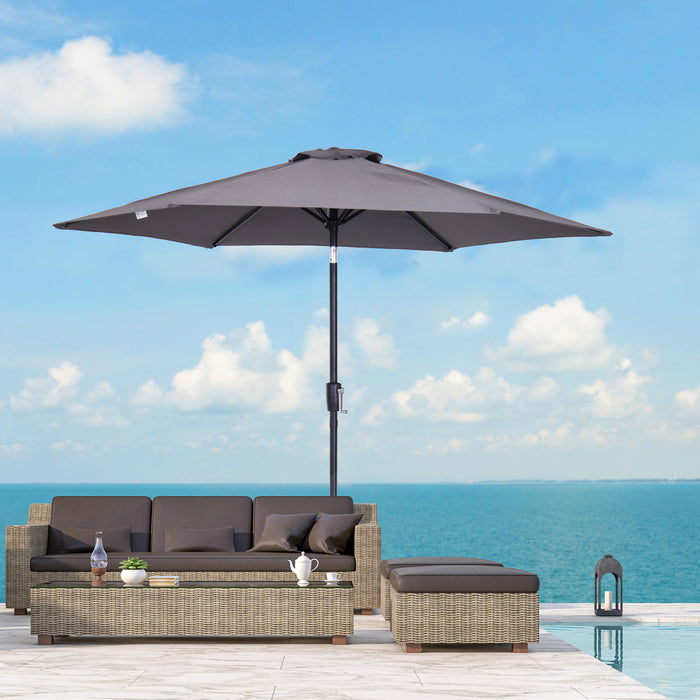 Aluminum Frame Patio Umbrella 2.7m - Grey Canopy with UV Protection - Ideal Outdoor Shade for Gardens and Patios