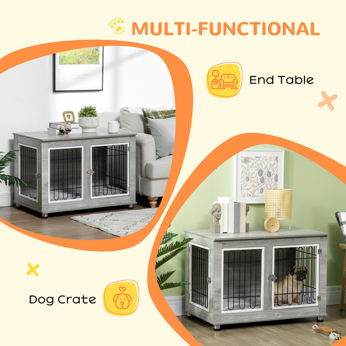 Indoor Dog Kennel End Table - Comfortable, Washable Cushion with Sturdy Wire Mesh - Elegant Living Space Solution for Medium to Large Dogs