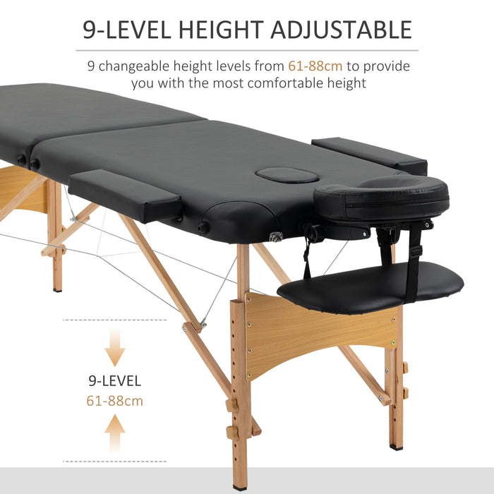 Folding Spa Beauty Massage Table - Portable 2-Section Therapeutic Bed with Carry Bag, Sturdy Wooden Frame - Ideal for Mobile Massage Therapists and Home Spa Enthusiasts