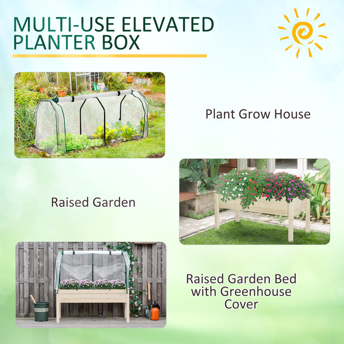 Elevated Wooden Planter Box with Greenhouse Cover - Raised Garden Bed for Herbs & Veggies, Perfect for Outdoor Spaces - Ideal for Patios, Backyards, and Balconies