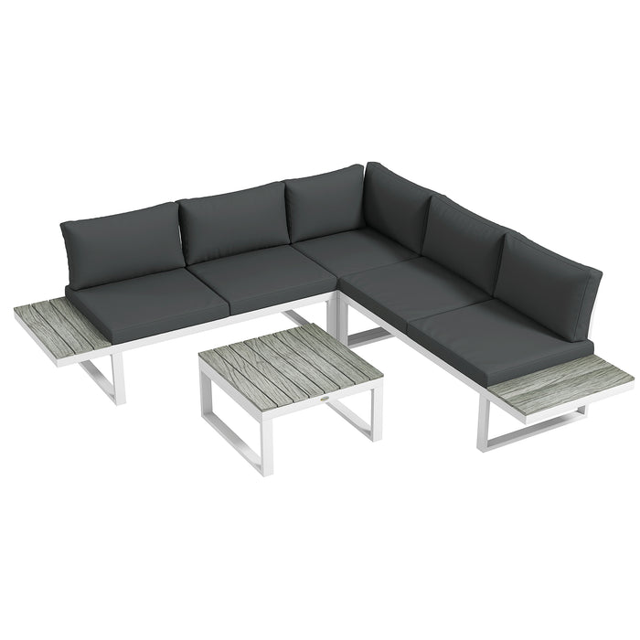 5-Level Recline Patio Garden Set - Corner Sofa & Conversation Sectional with Cushions and Coffee Table - Ideal for Outdoor Lounging and Entertaining