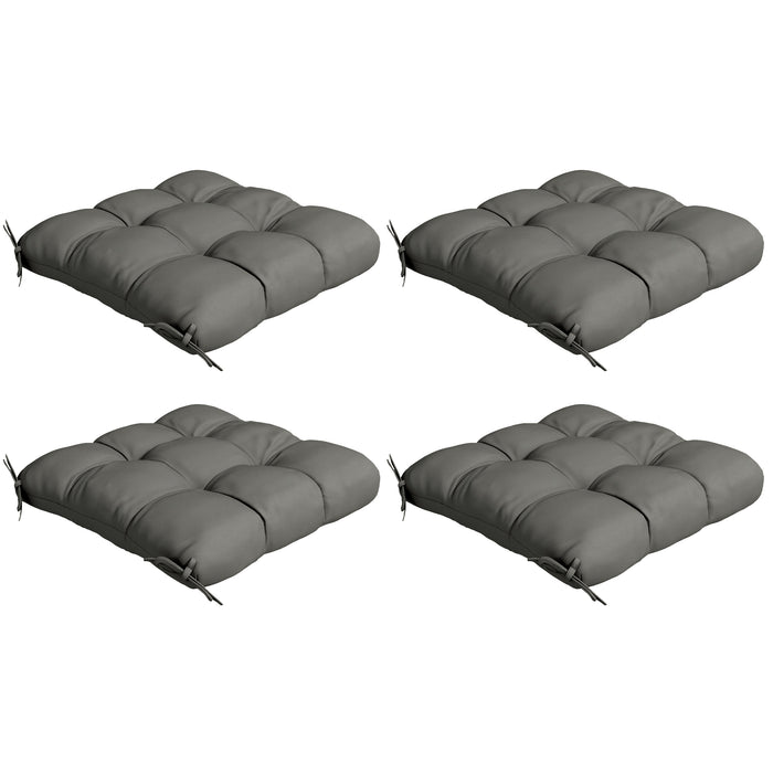 4-Piece Charcoal Grey Patio Chair Cushions - Comfortable Seat Cushion Pillows with Ties for Indoor/Outdoor Use - Ideal for Home and Garden Seating Upgrade