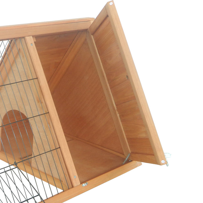 Wooden Rabbit Hutch - Small Animal Enclosure with Outdoor Run, Yellow - Ideal Home for Bunnies and Small Pets