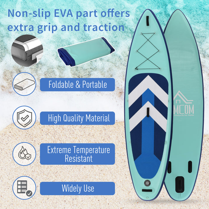 Inflatable 10.5ft SUP Kayak with Conversion Kit - Non-Slip Deck, Adjustable Paddle, Carry Bag, Seat, Pump, Leash in Green - Ideal for Water Sports Enthusiasts