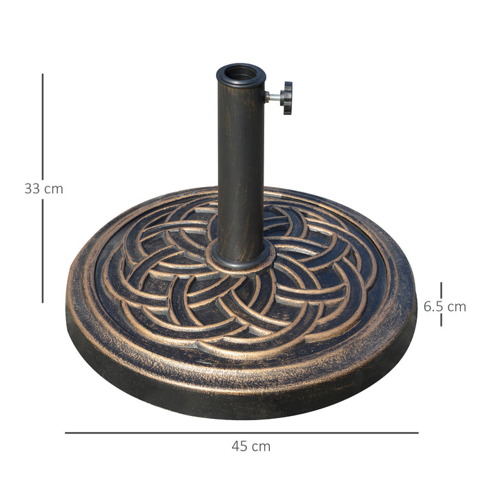 Heavy Duty 11.5kg Parasol Base - Sturdy Umbrella Stand Holder for 38/48mm Patio Poles, Bronze Tone Finish - Outdoor Stability Solution for Sun Shades and Umbrellas