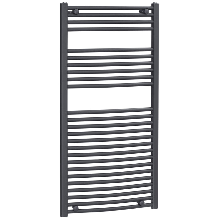 Hydronic Heated Towel Rail - 600x1200mm Central Heating Bathroom Ladder Radiator, Grey - Ideal for Warm Fluffy Towels and Bathroom Heating