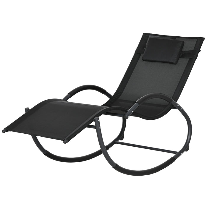 Zero Gravity Rocking Lounge Chair - Texteline Patio Recliner with Padded Pillow for Outdoor Comfort - Ideal for Garden Relaxation and Sunbathing