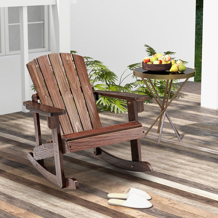 Patio Furniture Company Adirondack Model - High Backrest Rocking Chair in Coffee Colour - Perfect for Relaxing Outdoors and Leisure Time