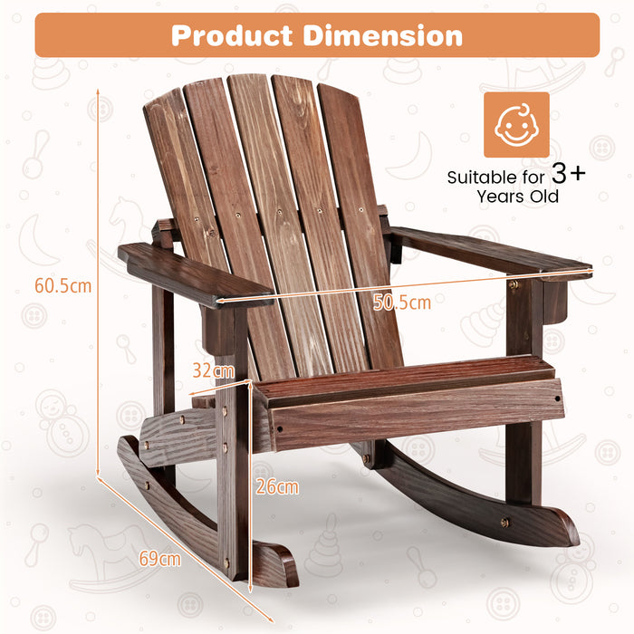 Patio Furniture Company Adirondack Model - High Backrest Rocking Chair in Coffee Colour - Perfect for Relaxing Outdoors and Leisure Time