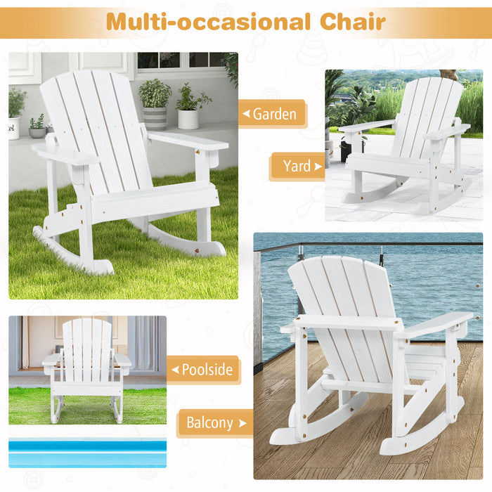 Patio Furniture Company Adirondack Model - High Backrest Rocking Chair in Coffee Colour - Perfect for Relaxing Outdoors and Leisure Time