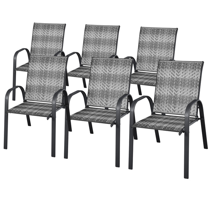 PE Wicker - Outdoor Stacking Dining Chairs in Grey - Perfect for Patio Dining and Entertaining Spaces