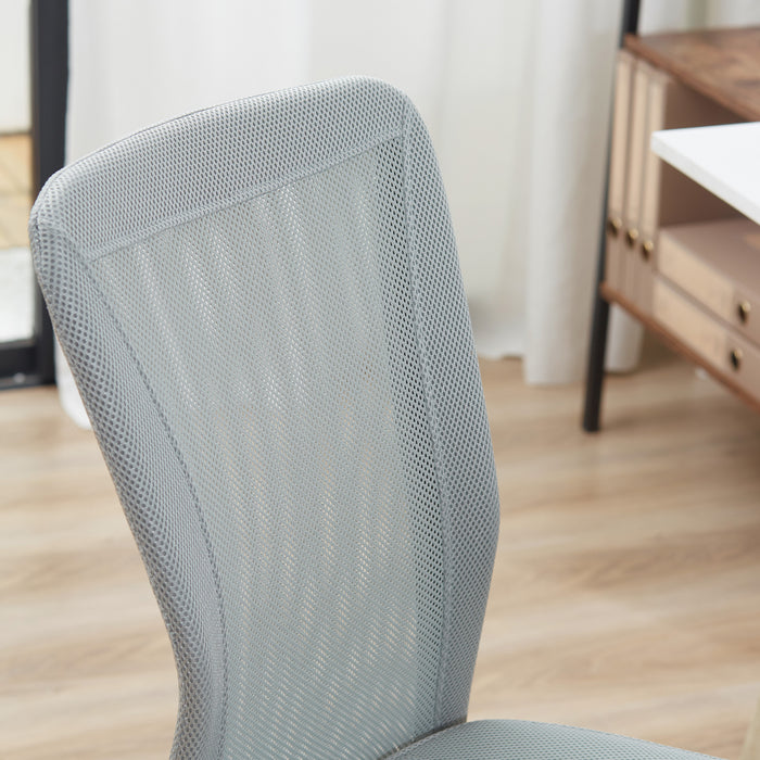 Ergonomic Armless Mid-Back Mesh Task Chair - Height Adjustable and Swivel Wheels in Grey - Perfect for Home Office Comfort and Productivity