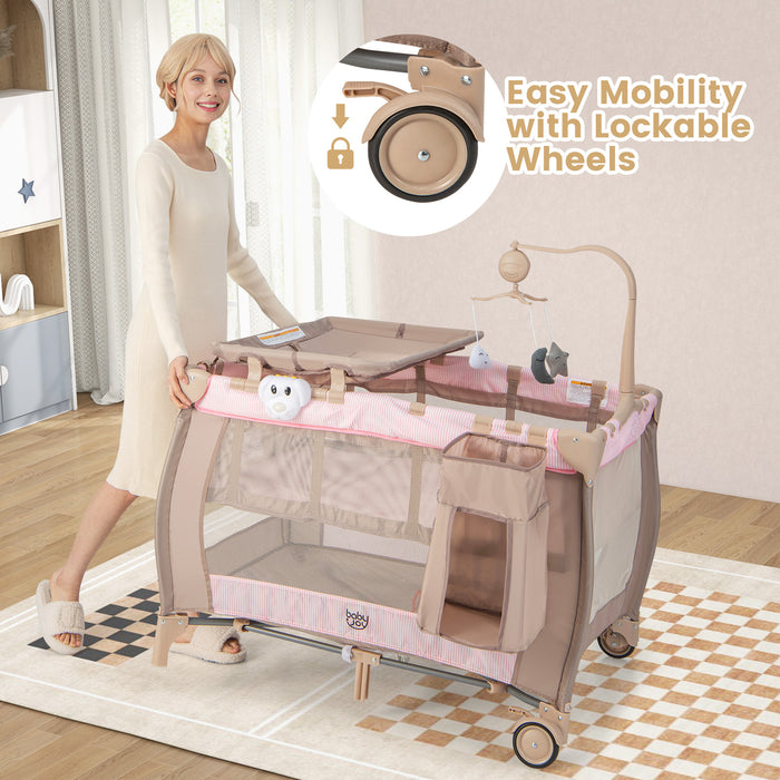 3-in-1 Baby Bassinet - Foldable, Multifunctional with Carry Bag and Wheels, Pink - Ideal for Travelling Parents