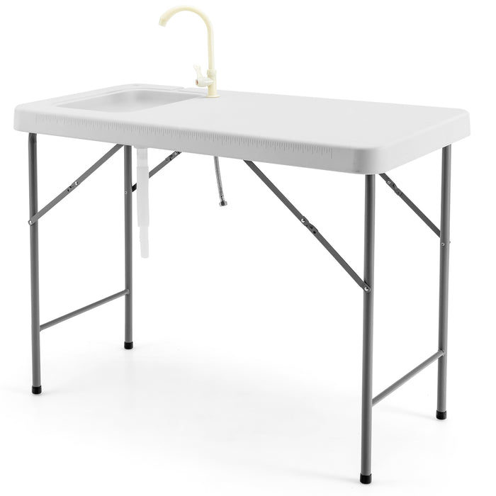 Folding Fishing - Cleaning Table with Sink, Rotatable Faucet - Ideal for Outdoor Fish Prep & Cleaning Tasks