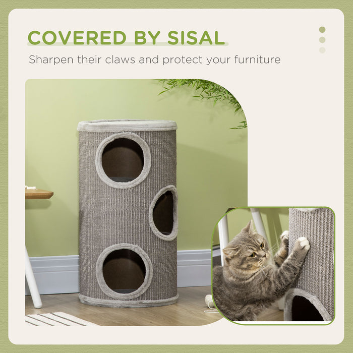 Cat Barrel Kitten Tree Tower - Indoor Cat Climbing Frame with Sisal-Covered Scratching Posts, Comfy Platform - Ideal for Play & Rest for Feline Friends