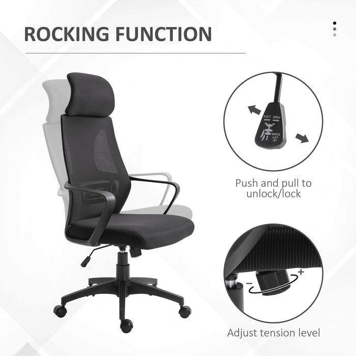Ergonomic Mesh Office Chair with Wheels - High Back and Adjustable Height for Comfort - Ideal for Home Office Use