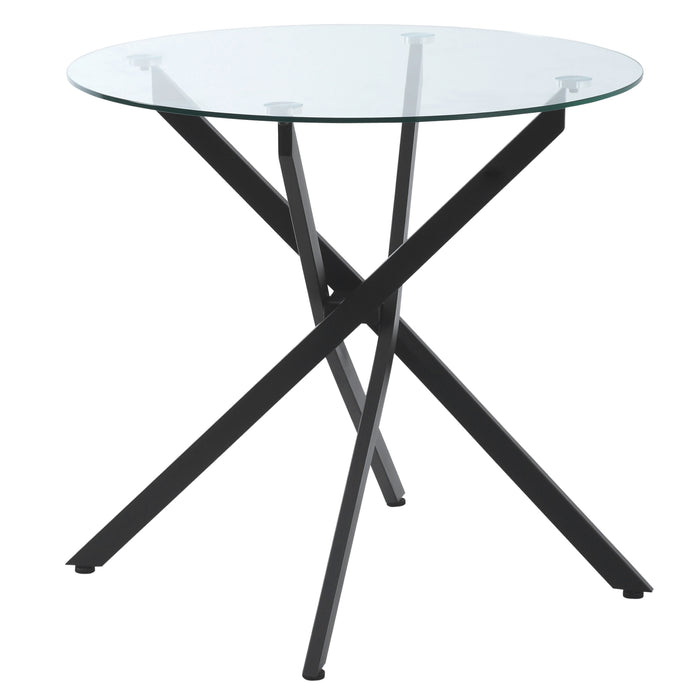 Clear Tempered Glass Top Side Table - Round, Metal-Legged Modern Dining Furniture - Ideal for Dining Room and Living Room Spaces