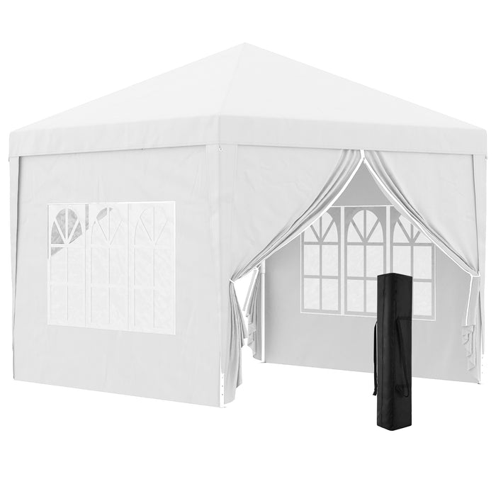 3x3m Pop-Up Gazebo Canopy - Wedding Party Tent Marquee with Windows & Carry Bag - Ideal for Outdoor Celebrations and Events