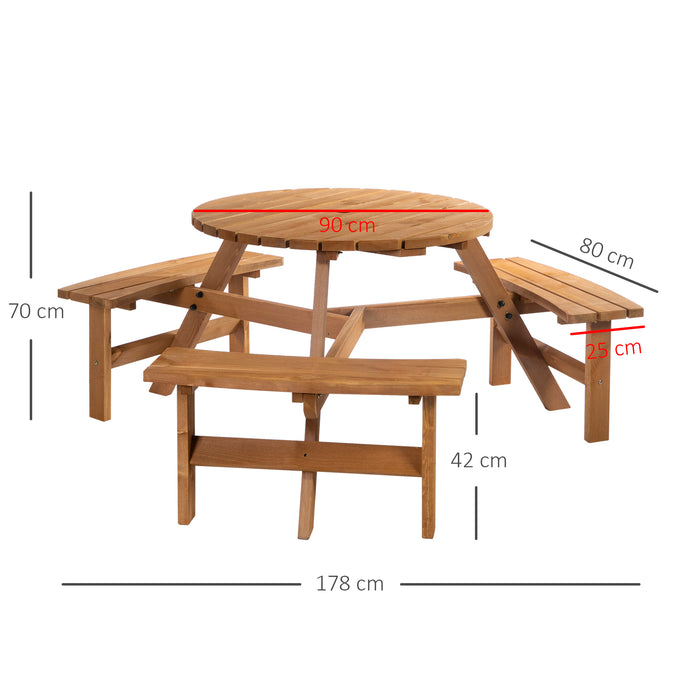 Fir Wood Pub Parasol Table Set - 6-Seater Heavy-Duty Outdoor Dining Ensemble with Bench - Ideal for Garden and Patio Entertainment