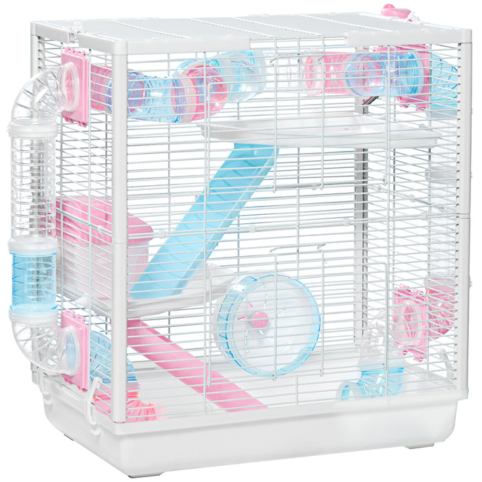 Small Rodent Habitat with Tunnel Tube and Exercise Wheel - Sturdy & Spacious Hamster Cage - Perfect for Active Hamsters and Mice