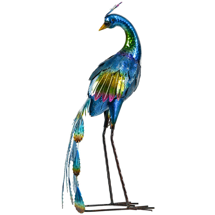 Elegant Steel Peacock - Outdoor Garden Statue Décor with Realistic Design - Perfect Gift for Bird Lovers and Garden Enthusiasts