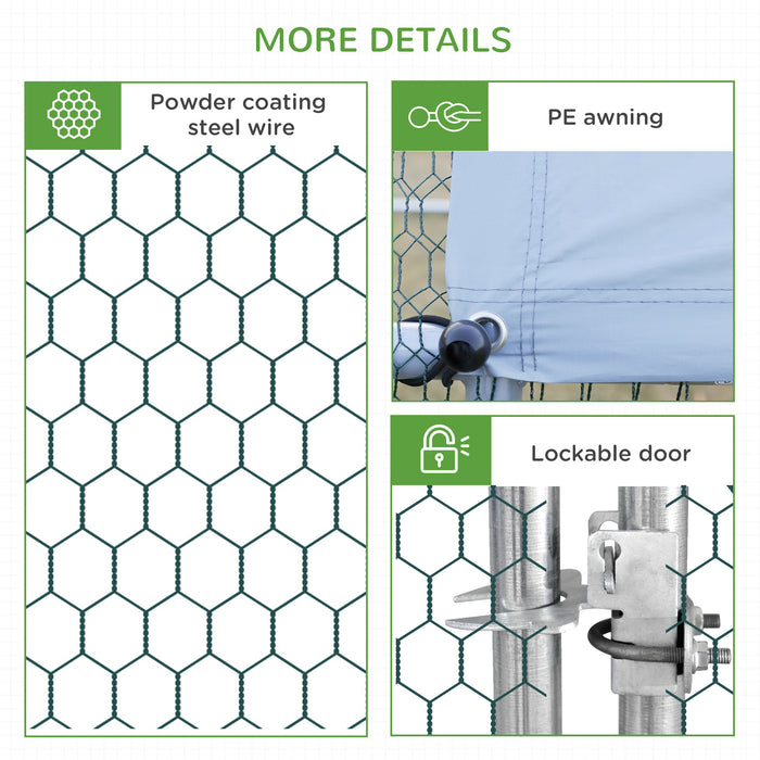 Galvanised Walk In Chicken Enclosure - Durable 6x3x2m Run with Weatherproof Cover, Silver - Ideal for Backyard Poultry Safety and Space