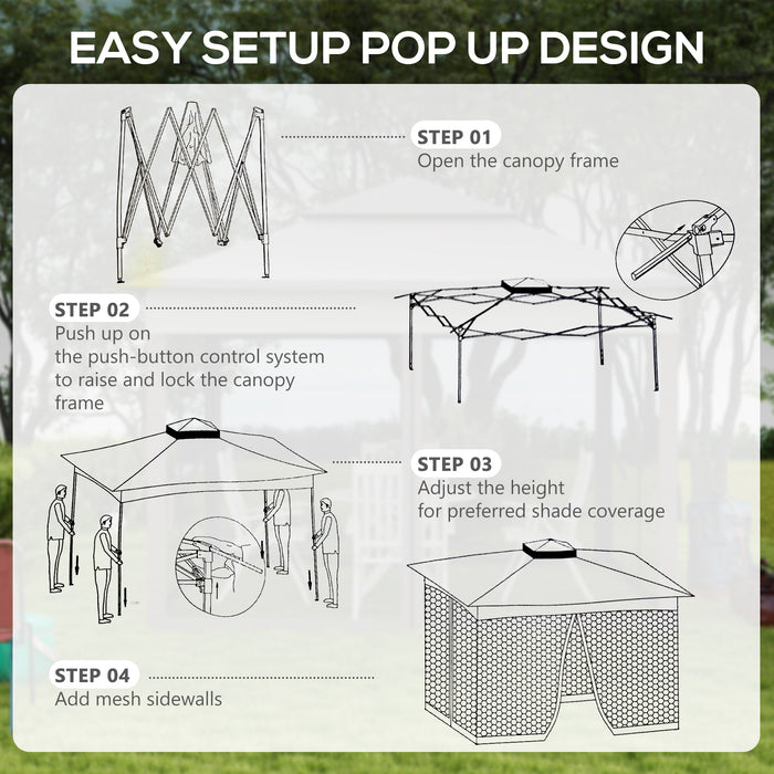 Outdoor Party Gazebo 3x3m with Double-Roof - Garden Tent with Mosquito Netting and Portable Carry Bag - Ideal Event Shelter for Patio, Cream White