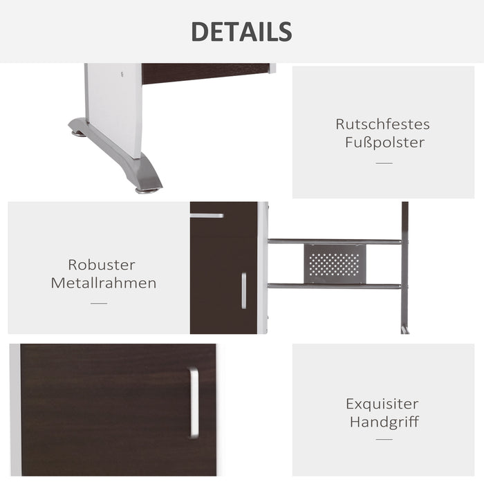 Sliding Keyboard Tray and Storage Desk - Home Office Workstation with Drawers & CPU Shelf in Black Walnut - Ideal for Gamers and Professionals