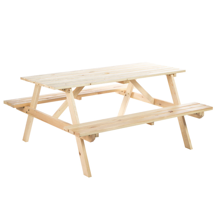 4 Seater Wooden Picnic Table - Outdoor Garden Patio Bench with Parasol Hole, 150cm - Perfect for Family Gatherings and Alfresco Dining