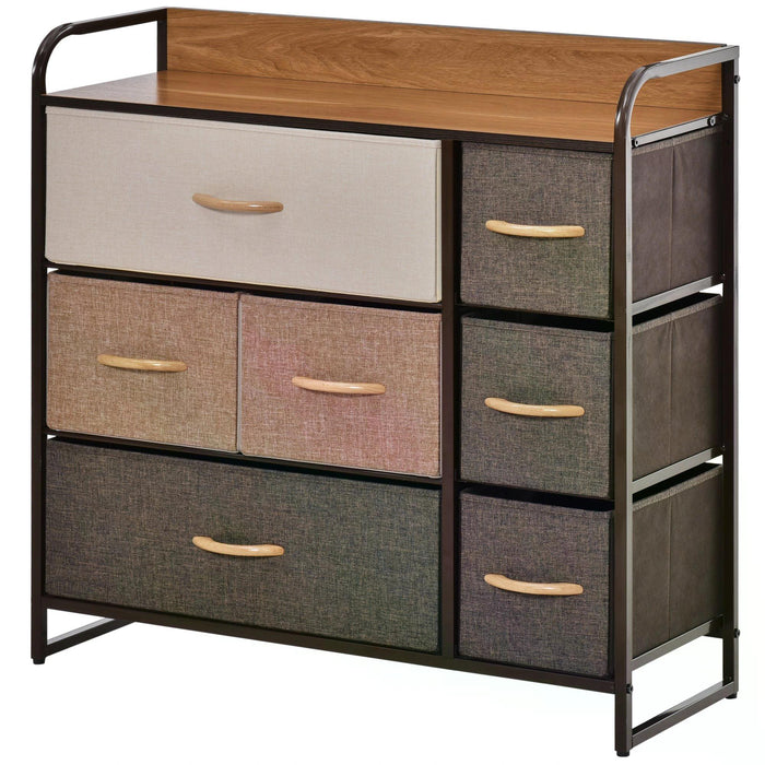 7-Drawer Fabric Dresser - Bedroom & Entryway Storage Organizer with Wooden Top and Steel Frame - Versatile Chest of Drawers for Clutter-Free Spaces