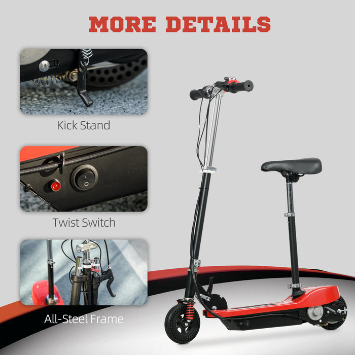 Folding Electric Scooter with Steel Frame & Warning Bell - Kid-Friendly E-Scooter, 15 km/h Top Speed, Red - Ideal for Ages 4 to 14