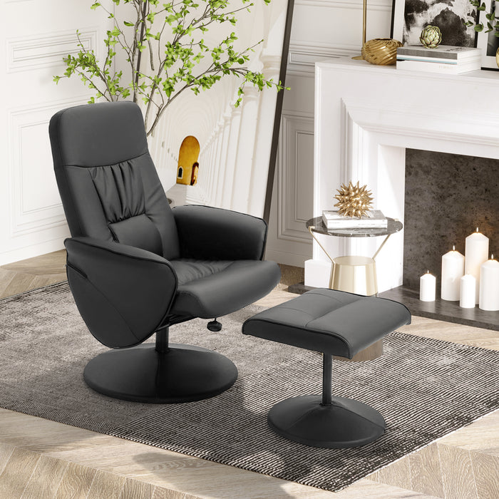 Executive Recliner Chair with Footstool - High-Back, Ergonomic Armchair Lounge Seat in Black - Ideal for Comfortable Work & Relaxation Spaces