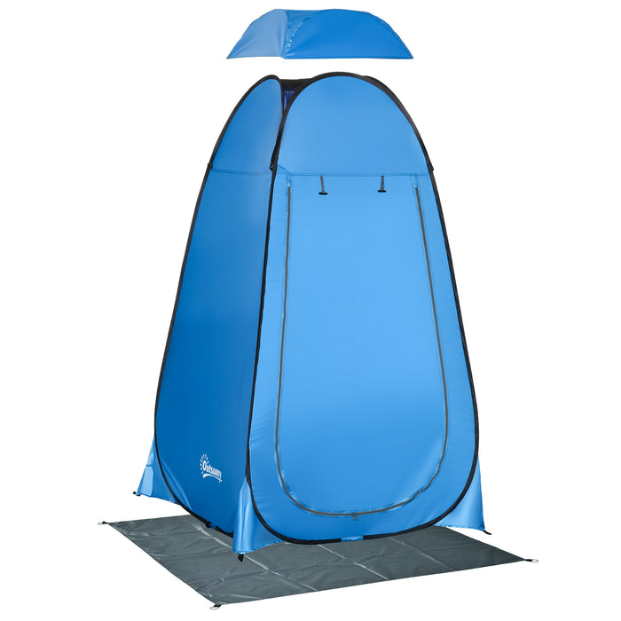 Portable Pop-Up Camping Shower Tent - Outdoor Privacy Shelter for Changing, Dressing, Bathing - Includes Storage Room and Carrying Bag for Hikers, Blue